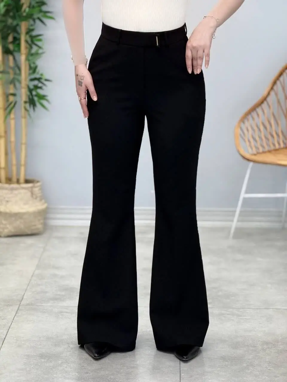 3410-شلوار بوت کات ترک مشکی